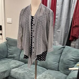 Chico's Black and White Striped Button-Front Blouse